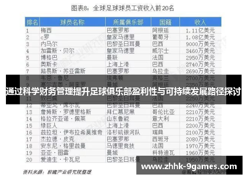 通过科学财务管理提升足球俱乐部盈利性与可持续发展路径探讨