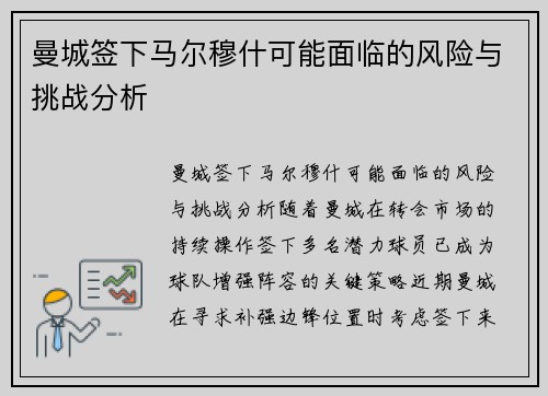 曼城签下马尔穆什可能面临的风险与挑战分析